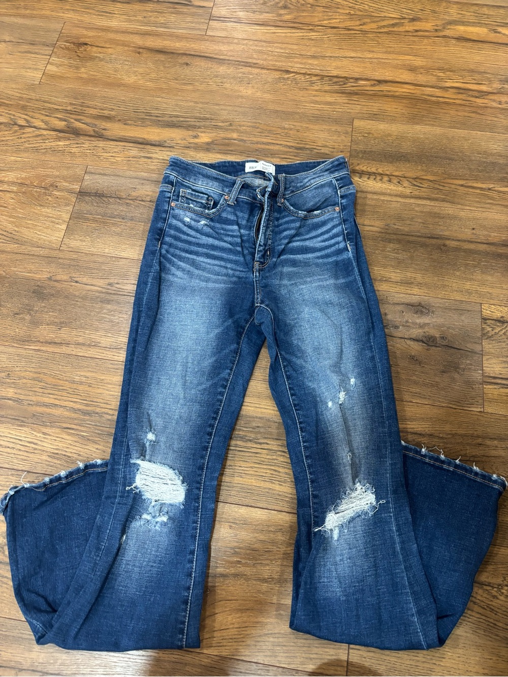 Women's Distressed Wide-Leg Jeans — Blue